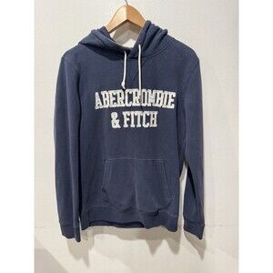 Abercrombie & Fitch Y2K 90s Soft A&F Fleece Lined HoodieBlue Gold Men's Sz S